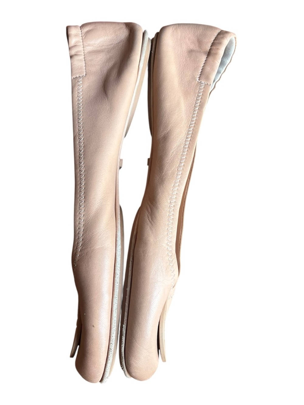 Tory Burch Blush Leather Logo Round-Toe Ballet Flats - Picture 6 of 8
